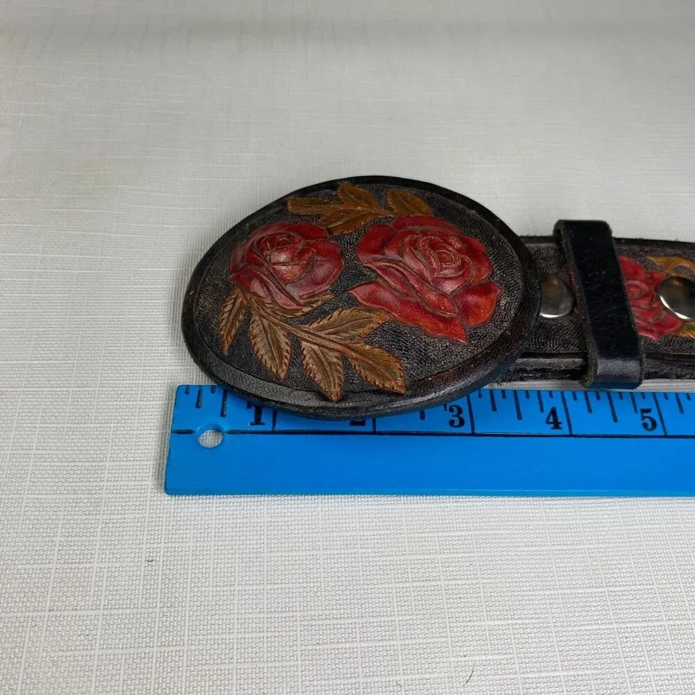 Hand Tooled LEATHER Western Belt "DEAN"! 3D Roses Personalized Handmade Sz 42 - Picture 15 of 16